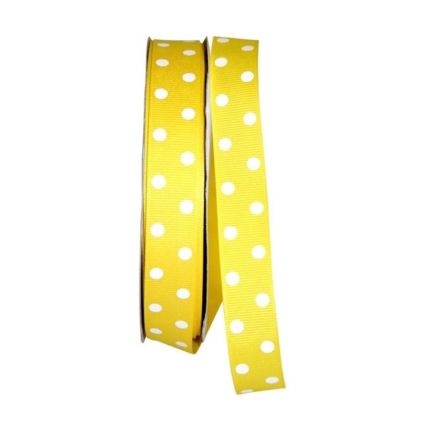 Reliant Ribbon 0.875 in. 50 Yards Grosgrain Aspirin Dots Ribbon, Lemon 5202-640-05K